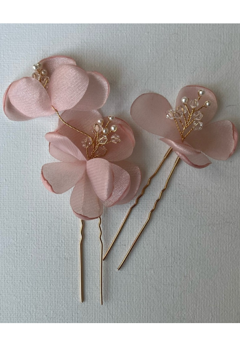 Sally Jane Bridal Poppy Pink Hairpins Gold
