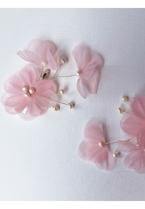 Sally Jane Bridal Rose Hairpins Silver