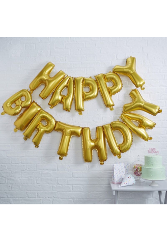 Gold Happy Birthday Foil Balloon Bunting | Pick and Mix ()