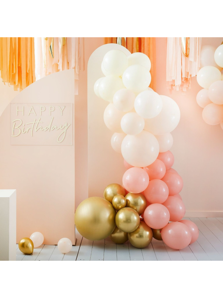 Ginger Ray MIX-378 Mix It Up Gold & Peach Balloon Arch main product photo