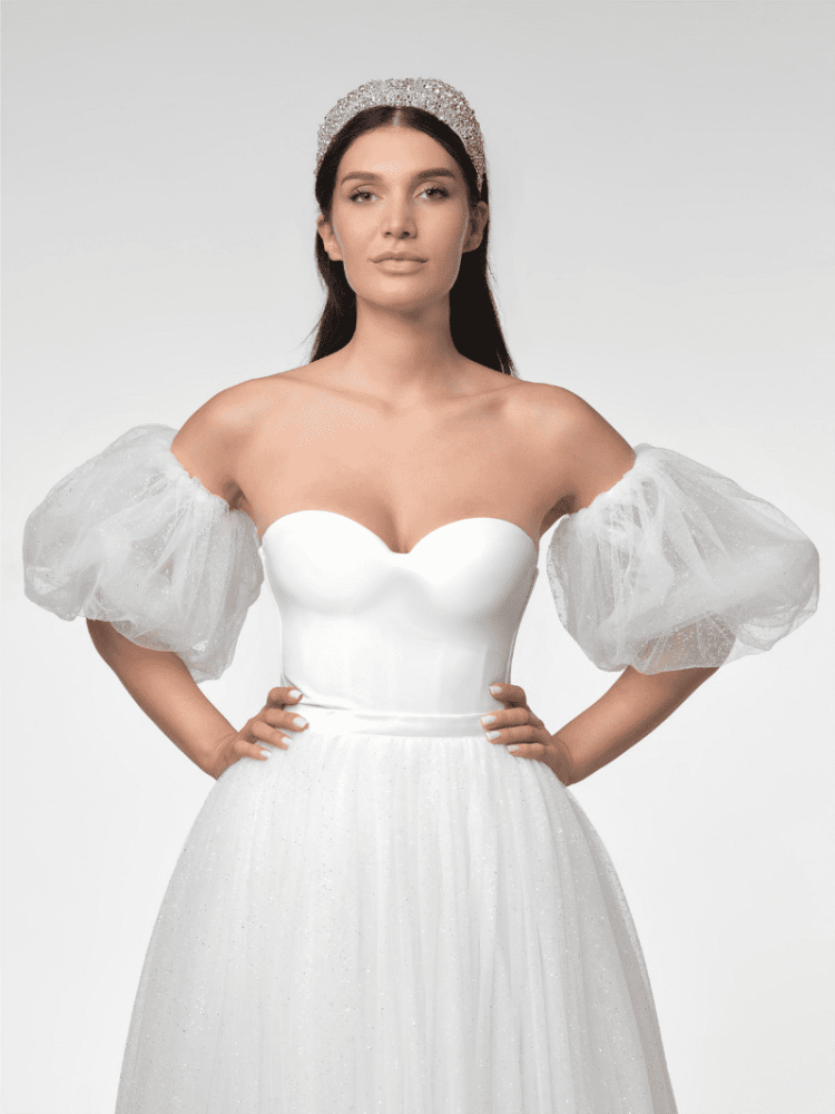 Poirier SL-003 Puff Sleeves Glitter Tule main product photo