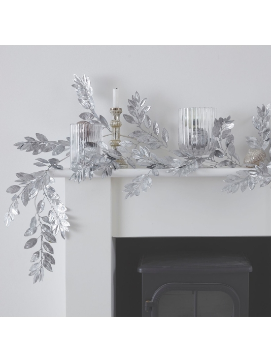 Ginger Ray SIL-418 Silver Glitter Foliage Garland main product photo