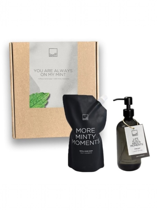 Leeff 18543 Giftbox - Minty Moments Hand Soap + Refill Black main product photo