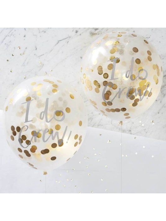 Ginger Ray ID-403 I Do Crew! Confetti Balloons Gold main product photo