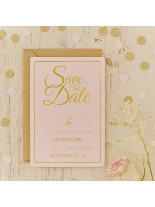 Gold Foiled Save The Date Cards - Pastel Perfection main product photo